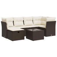 juego de sofas de jardin 7 piezas con cojines ratan pe marron
