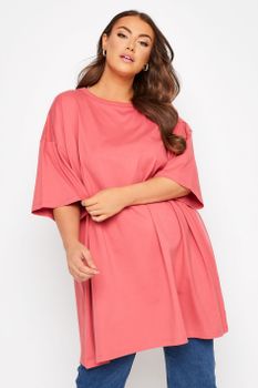 Camiseta Extragrande Rosa Salmón De Algodón, Mujer Curvy Y Tallas Grandes, Yours