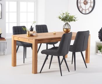 Verona 150cm Oak Table With Heidi Faux Leather Chairs - Brown, 4 Chairs