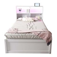sofa cama 90200 - con multiple toma de corriente varios compartimentos de almacenamiento tira de luz cama hidraulica cama de madera maciza cama individual cama multifuncional de madera - blanco