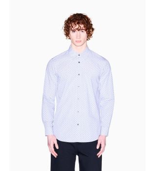 A|X Armani Exchange para hombre. XM002811AF24739F0204 Camisa teñida con hilo jacquard regular blanco (XXL), Casual, Algodón, Clásico, Manga