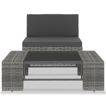 Conjunto De Muebles De Jardín 2 Uds | Mesa Y Sillas Ratán Sintético Gris