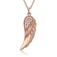 cadena de plata chapada en oro rosa con alas de angel
