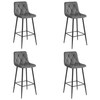 Set De 4 Taburete De Bar Terciopelo Valora Koda Asiento De Terciopelo Gris Oscuro