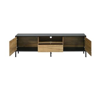 Mueble tv 170 cm de panel de partículas con 2 puertas y 1 cajón,negro+madera