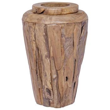 Jarrón Decorativo De Madera Maciza De Teca 40x60 Cm Vidaxl