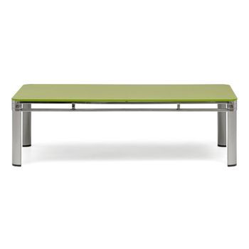 Mesa De Centro Moderna 130x70x38cm Estructura Cromada Y Cristal Templado Verde