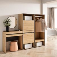 consola entrada efecto madera roble 190x35x145cm