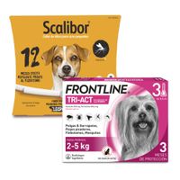 pack de antiparasitarios collar scalibor  pipetas frontline para perros - collar 48 cm  pipetas 2-5 kg