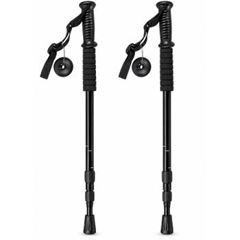 Bastones de Trekking de Aluminio, 2 Unidades, Color Negro - Senderismo, Montaña y Ruta