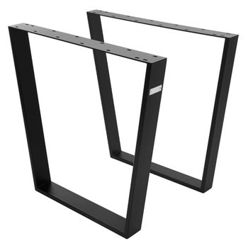 2x Patas de mesa industrial 75x72 cm acero negro mate en forma de V