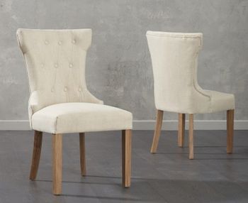 Camille Cream Fabric Dining Chairs - Cream