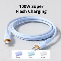cable de carga rapida type-c a type-c de 100w 6a super charge cable de datos usb-c de silicona para telefonos android 1m