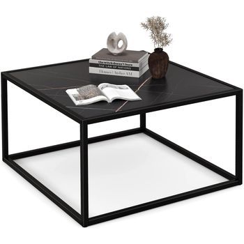 Mesa De Centro Cuadrada Con Tapa De Imitación De Mármol Y Marco De Acero Costway 70 X 70 X 40 Cm