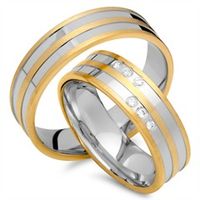 alianzas 8 quilates oro amarillo-blanco 6 diamantes