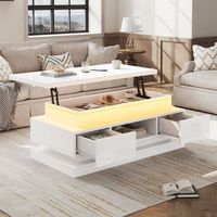 mesa de centro elevable de 100 x 50 cm con led y 2 cajones