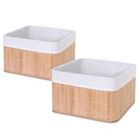 2x cestas de almacenamiento caja de almacenamiento de bambu color natural 040000460