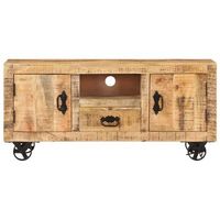 mueble tv  mueble de salon  armario tv de madera de mango rugosa 110x30x50 cm