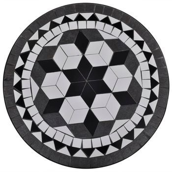 Mesa De Bar | Mesa De Bistró | Mesa De Bistró Terraza Mosaico Negro Y Blanco 60 Cm