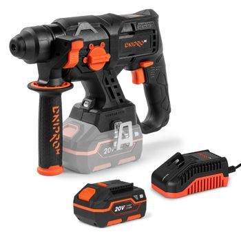Dnipro-m Martillo Perforador Sds Plus 20v Brushless 1,7j, 4 Modos, 4500 Ipm, Ø22mm Hormigón, Batería 4ah + Cargador. Dhr-201bc Compact