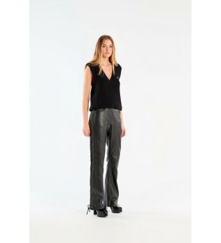 Rotate para mujer. 115133100 Pantalón Rotta negro (34), Casual, Piel