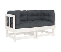 vidaxl sofas esquineros con cojines 2 uds madera maciza de pino blanco