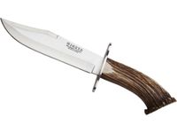 cuchillo joker cn100 mango de asta de ciervo hoja de 20 cm mova incluye funda de cuero marron herramienta de pesca caza camping y senderismo