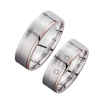 Alianzas oro blanco con diamantes ancho 6,5 mm