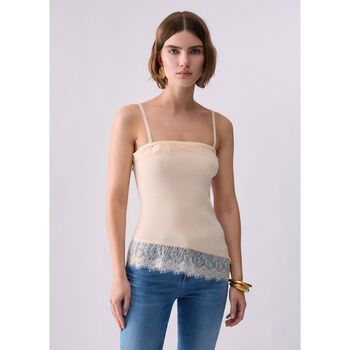 Liu Jo Blusa Top asimétrico con detalles en encaje para mujer