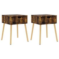 pack 2 uds mesitas noche  mesa auxiliar  mesilla madera ingenieria roble ahumado 40x40x56 cm