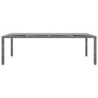 mesa jardin  mesa de exterior vidrio templado ratan sintetico gris 250x100x75 cm