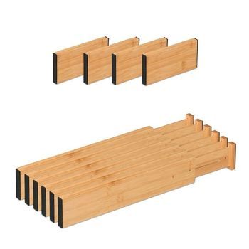 Divisores De Cajones En Bambú, 10 Piezas - Light Brown/black - 7x37.5x13cm