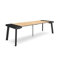 mesa consola extensible mesa comedor plegable 260 para 12 comensales patas de madera estilo moderno negro y roble