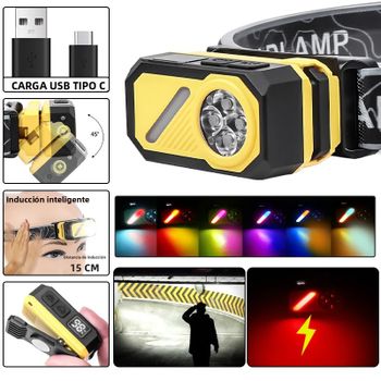 Faro con sensor de luz múltiple T155, luz lateral RGB con clip para bolígrafo, imán, luz multiusos para senderismo y acampada al aire libre