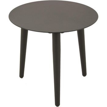 Mesa Auxiliar De Exterior Redonda, Diámetro 50 Cm, Altura 45 Cm, Aluminio Color Gris, Mesita Accesorio De Salón, Complemento De Terraza, Mesa Pequeña Para Patio