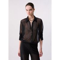 liu jo camisa camisa en tul con bordados joya para mujer