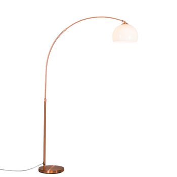 Lámpara de arco moderna cobre con pantalla blanca