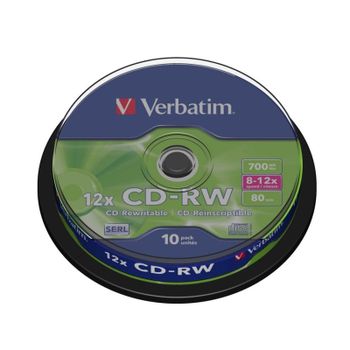 CD grabable regrabable VERBATIM CD-RW 12x 700 MB Spindle 10 unidades