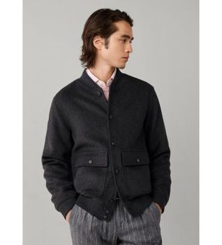 Hackett London para hombre. HM4000245 Cazadora bomber Wool gris (S), Casual, Lana, Clásico