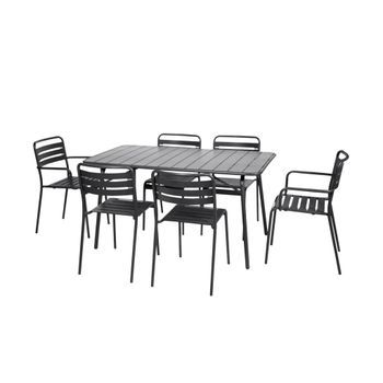 Mesa De Jardín Plegable De Metal Con 2 Sillones Y 4 Sillas, Antracita