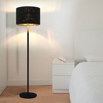 Nettlife Lámpara De Pie Moderna Para Sala De Estar - De Tela Con Casquillo E27 Máx. Diseño Estrella Dorada Negra 40w Pantalla 144cm