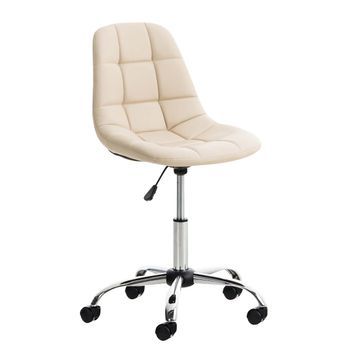 Silla De Escritorio Emil Simil Cuero Crema 55x55x79 Cm Clp