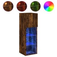 mueble para tv con luces led roble ahumado 305x30x90 cm