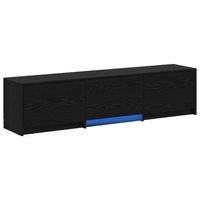 mueble de tv  mueble de salon  gabinete de tv con led con tiras led roble negro 165 x 34 x 40 cm