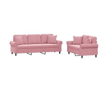 Vidaxl juego de sofás con cojines 2 piezas terciopelo rosa