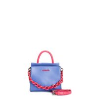 minibolso bicolor con asa doble bolsillo cadena decorativa y bandolera indaco