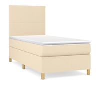 cama box spring con colchon tela color crema 100x200 cm diseno plano