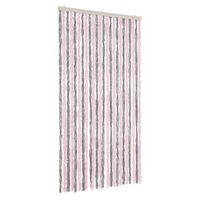 cortina antimoscas chenilla gris plateado y rosa 100x200 cm