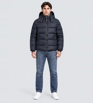 Guess para hombre. M6BL42W4154 Chaqueta acolchada metalizada azul (S), Casual, Poliamida