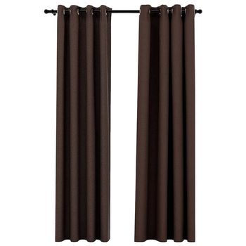 2 Piezas Cortinas Opacas | Cortinas Oscurantes Ojales Look De Lino Gris Topo 140x225 Cm